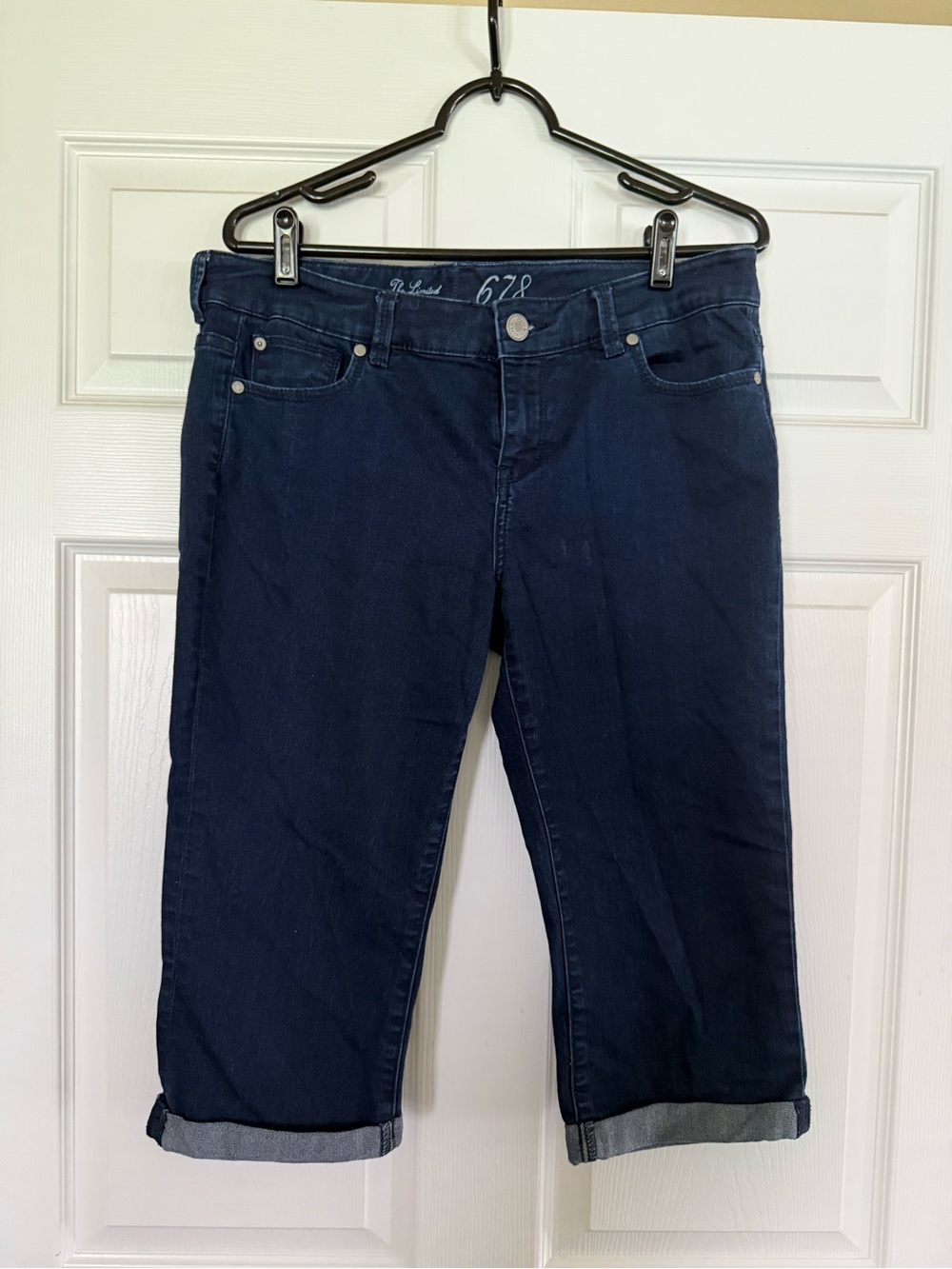 The Limited Dark Blue Pedal Pusher Jeans Shorts